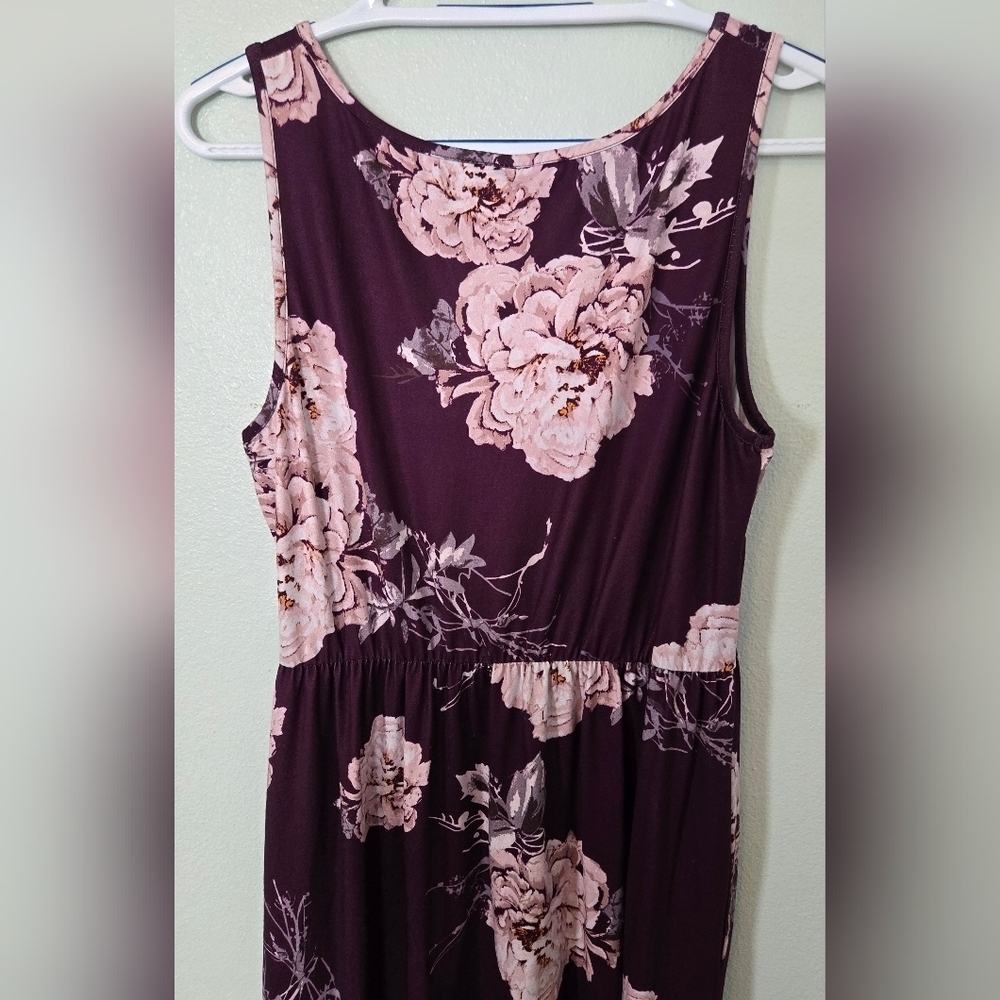 Zattcas | Maroon Floral Tank Maxi Dress Size Large - Picture 4 of 6